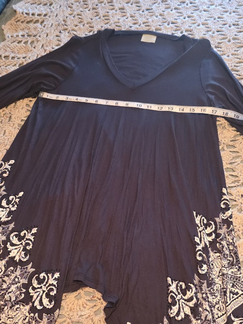 Vocal Dark Grey Tunic with White Floral Border - Picture 4 of 9